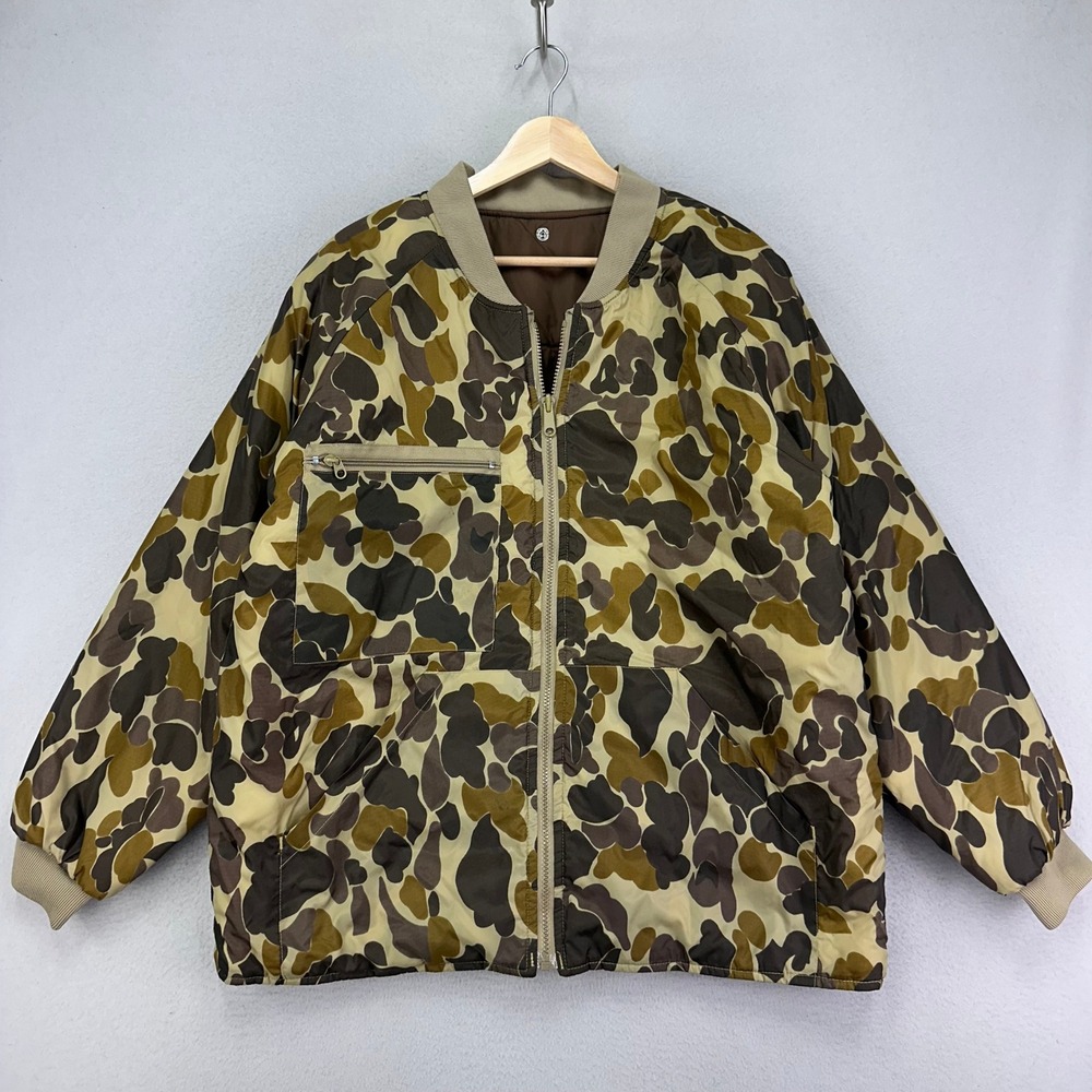Vintage Frogskin Duck Camo Bomber Jacket Mens Medium Insulated Hunting 80s Retro